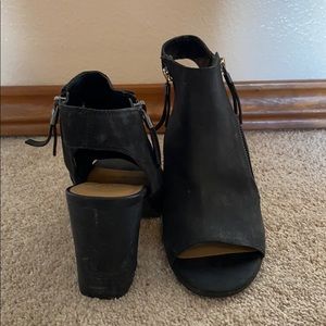 Black Booties with heels and open back